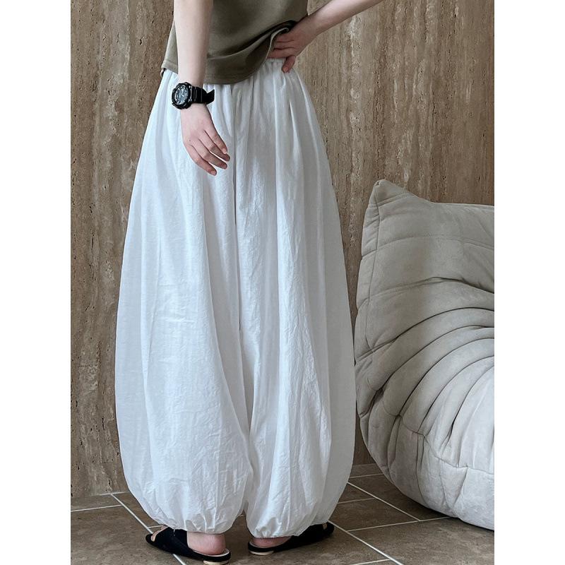 Women Summer Thin Loose Casual Solid Color Harem Pants M