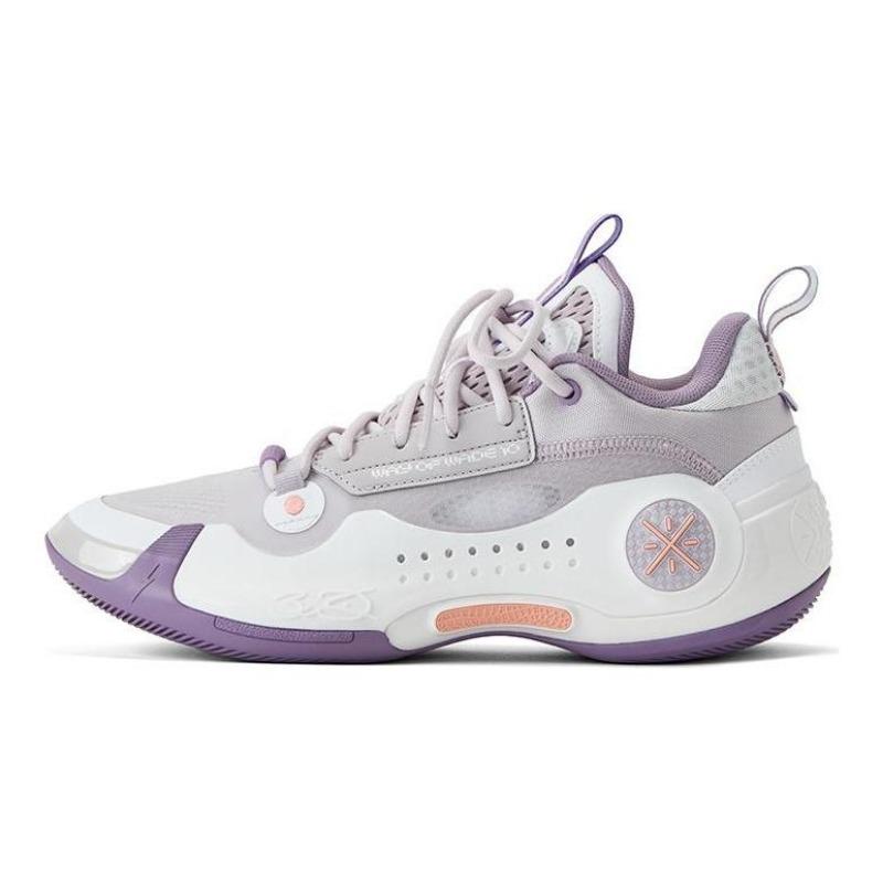 LiNing Men Low Top Professional Basketball Shoes Gray White Purple ABAS083-29 43