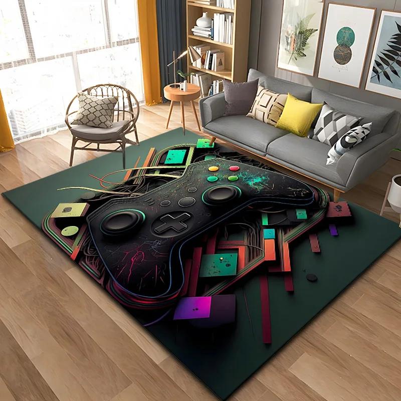3D 80er Jahre Gamer Controller Bereichsteppich Groß, Teppich für Wohnzimmer Schlafzimmer Küchendekoration, Teppiche für Schlafzimmermatte Zuhause