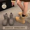 Leather platform snow boots women's new 2025 winter big-headed cotton boots piled and thickened warm snow cotton shoes