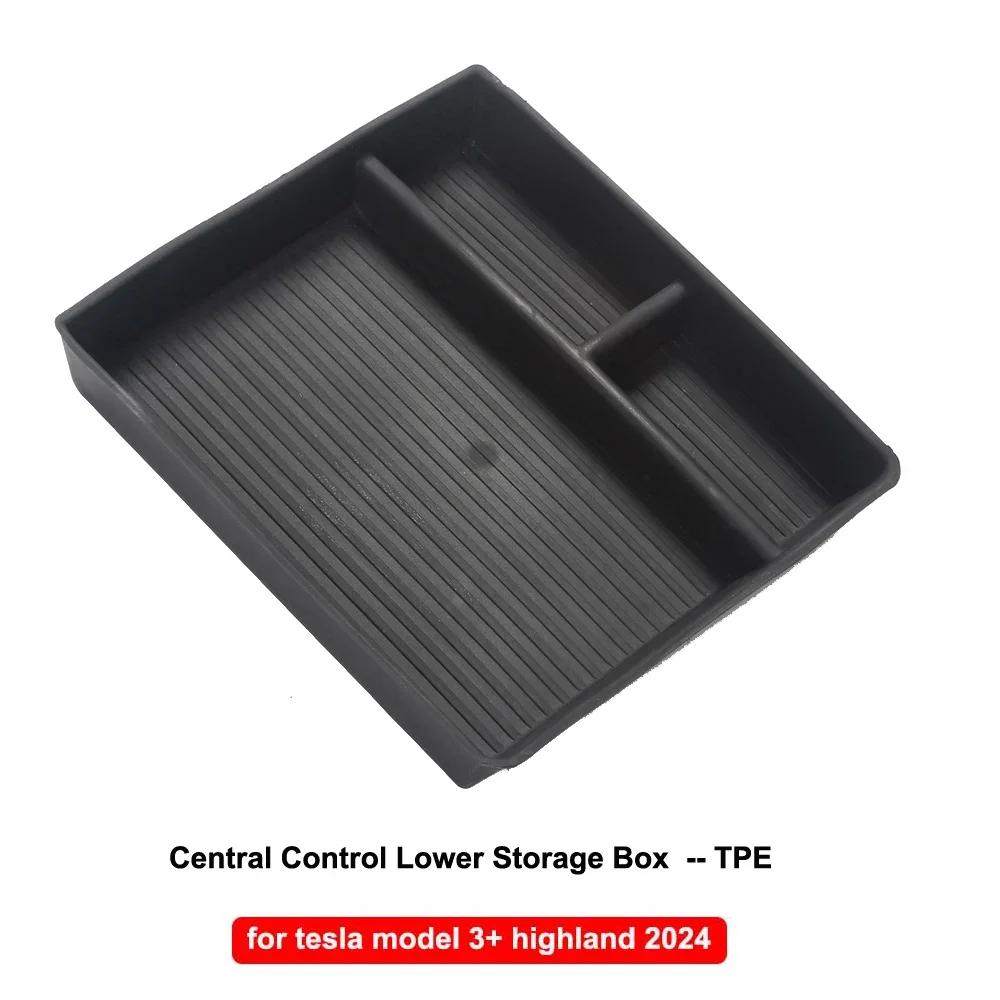 Model3+ 2025 Central Control Storage Box For Tesla Model 3 Highland Flocking Central Armrest Hidden Organizer Stowing Tidying