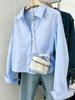 2026 Tiktok Blue Long-Sleeve French-Style Women's Layered Shirt-Jacket