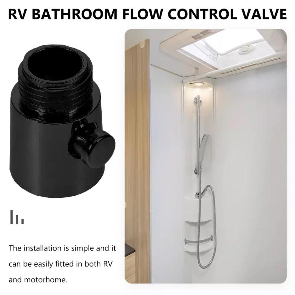 38x28mm Shower Head Control Switch Flow Water Stop Valve Shower Heads Button Pause Black Safe Control Shut-off Valve