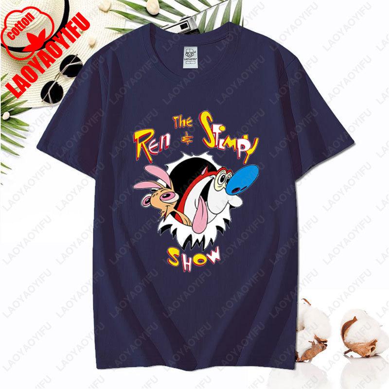90s Ren Stimpy Show Nicktoons Nickelodeon TV Cartoon Tshirt New Style Nostalgia Childhood Tops Unisex Adult Clothing Cotton Tees