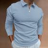 Zipper Striped Long Sleeved Men's Polo Shirt