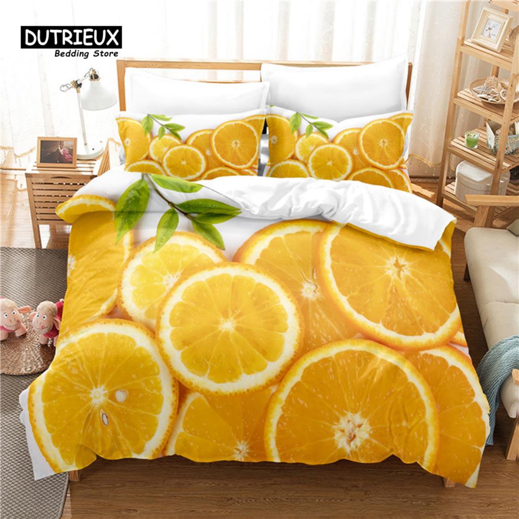 

Fresh Fruit Bedding Set, 3Pcs Duvet Cover Set, Soft Comfortable Breathable Duvet Cover, For Bedroom Guest Room Decor EU single(135x200cm)