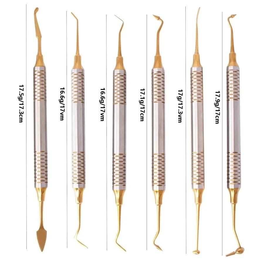 

6шт стоматологический шпатель композитные пломбы титановый наконечник набор смоляных пломб стоматологические принадлежности стоматологические инструменты золотистый