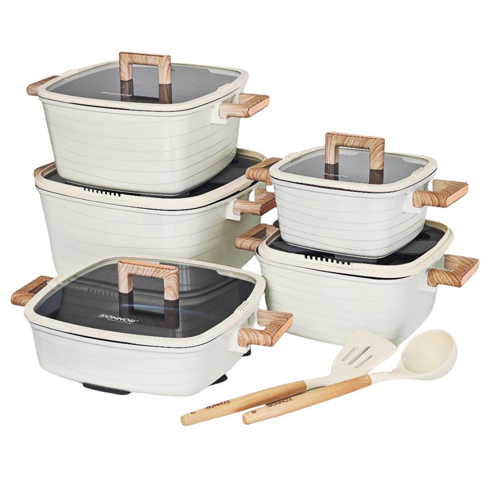 Kairui 15-Piece Non-Stick Die-Cast Aluminum Cookware