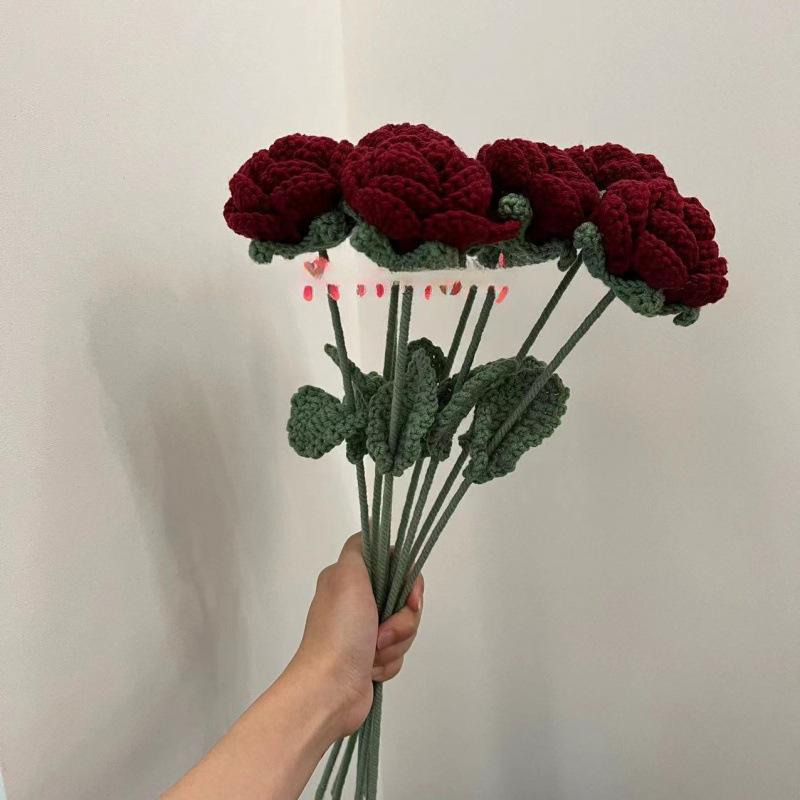 Crochet Rose Bouquet: TV Cabinet & Living Room Faux Floral Decor