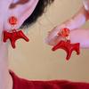 Fashion Jewelry Chinese Style Pony Earrings Fu Character Red Drop Earrings  New Year Gift