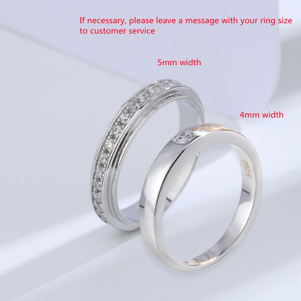 Buyee 925 Sterling Silver Couples Ring White Zircon Wedding Ring Finger for Women Men Classic Engagement Fine Jewelry Circle