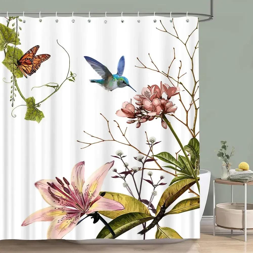 Sage Green Shower Curtain Plant Botanical Eucalyptus Leaf Watercolor Greenery Leaves Floral Bath Curtains Fabric Bathroom Decor