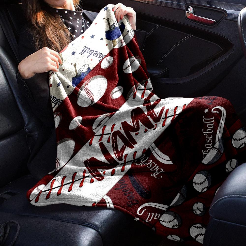 Custom Name Baseball Theme Printed Blanket - Perfect for Couch, Bed, Travel & Outdoor Use | Machine Washable, Cozy & Durable.