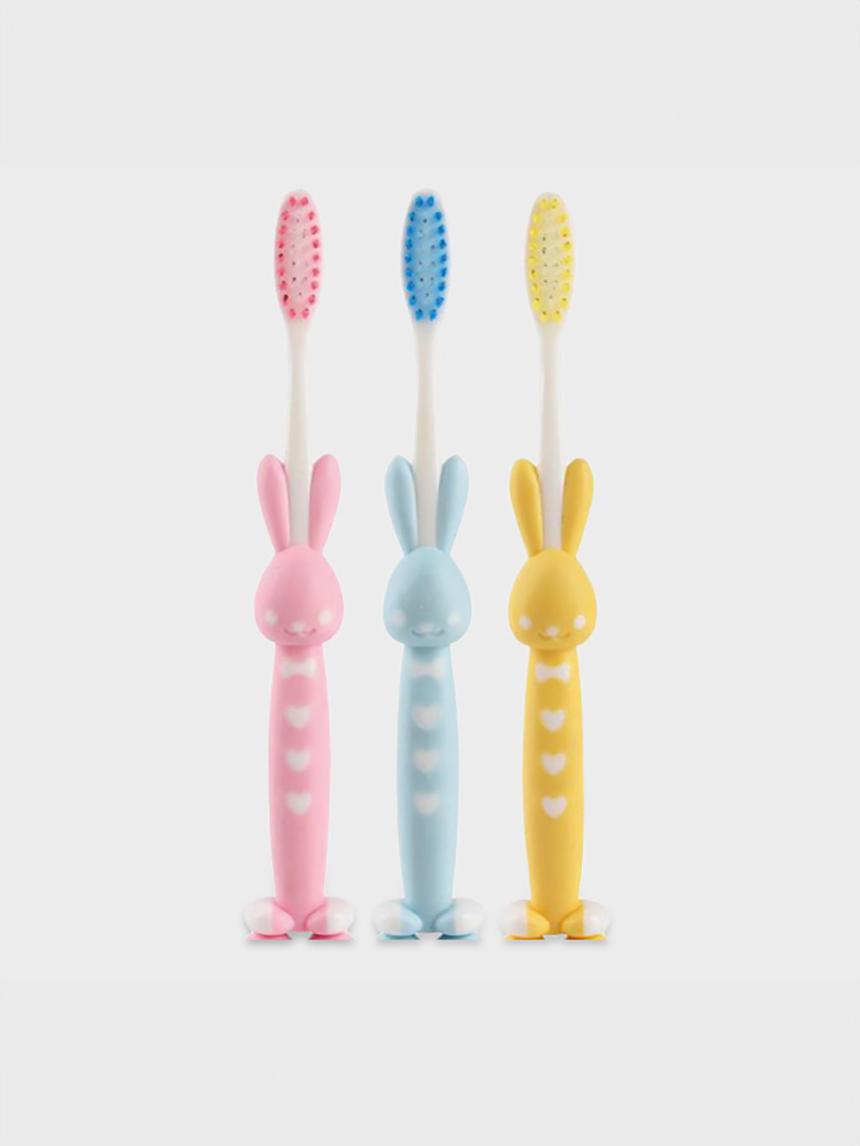Rabbit Shaped Kids Toothbrush Set (3-Pack) 1ea