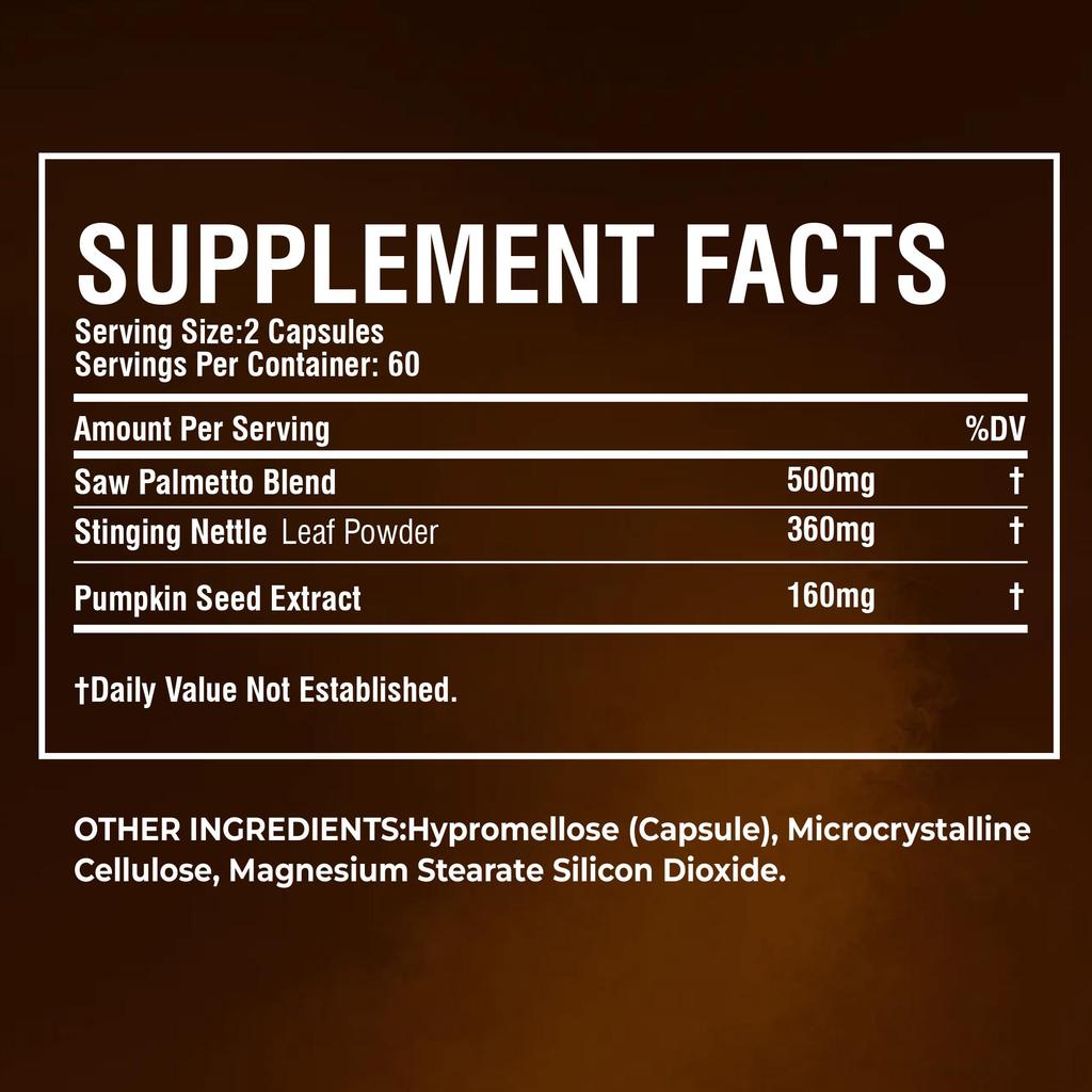 Sägepalmen-Nahrungsergänzungsmittel mit Brennnessel- und Kürbiskernextrakten fördert die Harnausscheidung; vegetarische Kapseln.