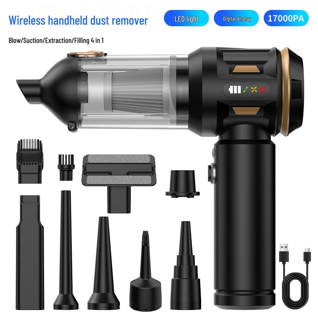 4-in-1 Handheld Car Vacuum: Brushless Motor, Electric Duster, Vacuum Pump & Inflator