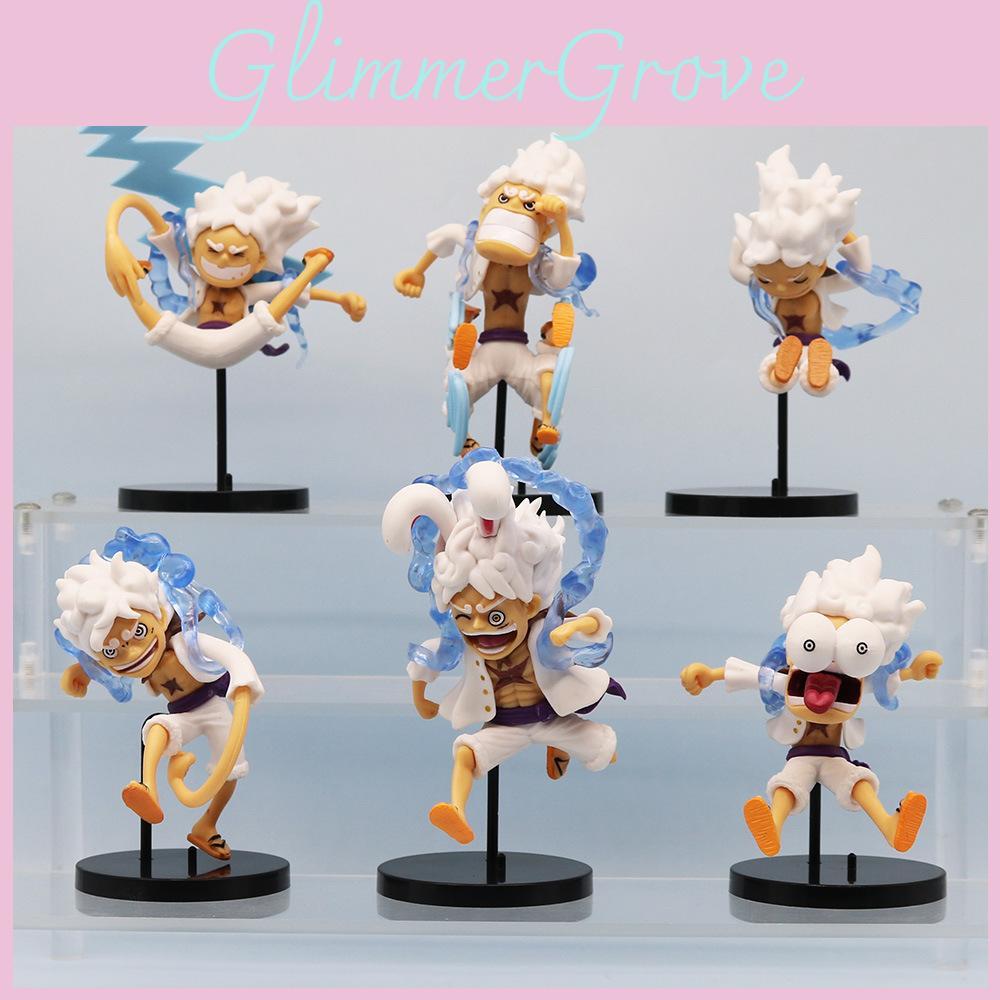Cute Pvc One Piece Anime Figure Set 10cm Q Version Monkey D. Luffy Funny Pirates King Decoration