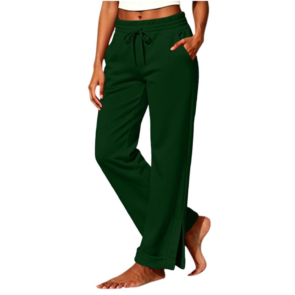Women's High Waist Casual Pants with Pockets Color Relaxed Fit for Everyday Wear