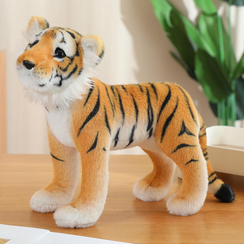 Realistic Beast Plush Toys Cute Wild Tiger Lion Leopard Soft Stuffed Animal Doll Cool Home Decor Kids Gift
