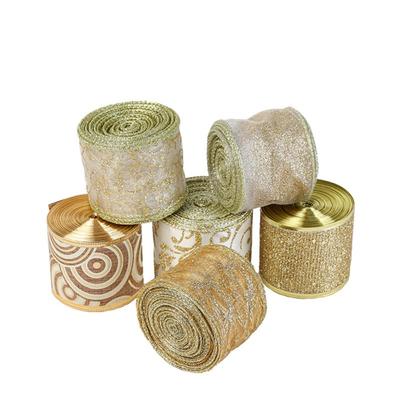 New 2M Christmas Ribbon Lmitation Linen Xmas Gift Christmas Tree Ribbon DIY Accessories Plaid Bow Snowflake Fabric Swirl Ribbon