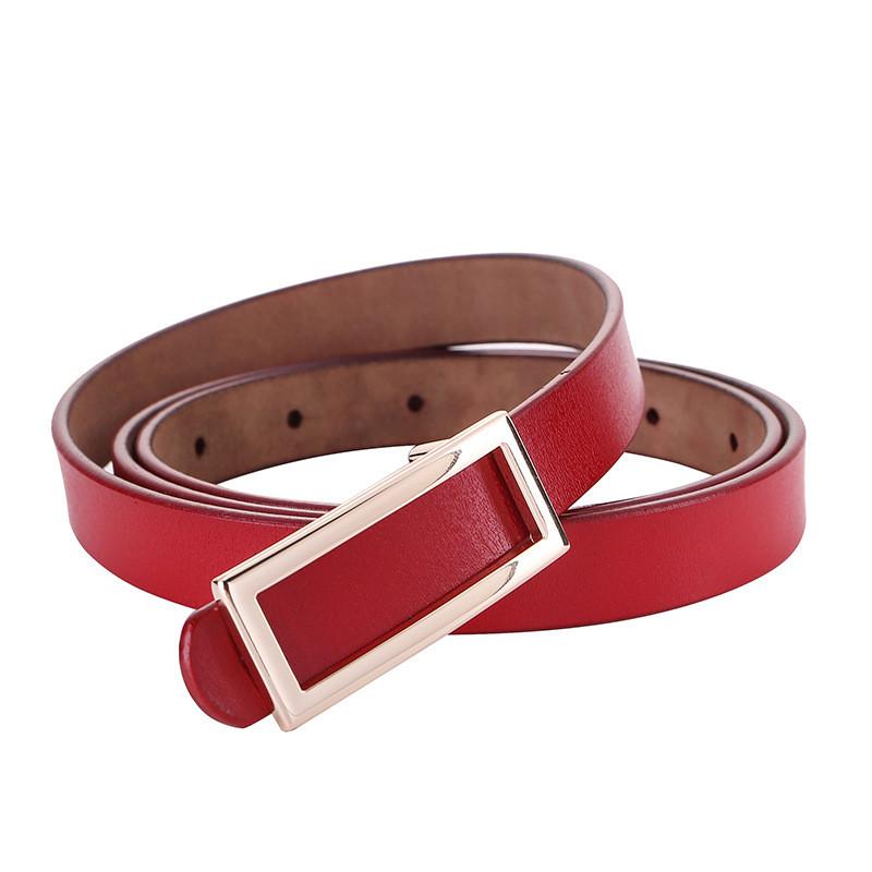 Leather Women Belt With Simple Smooth Buckle For Casual Pants And Office Wear