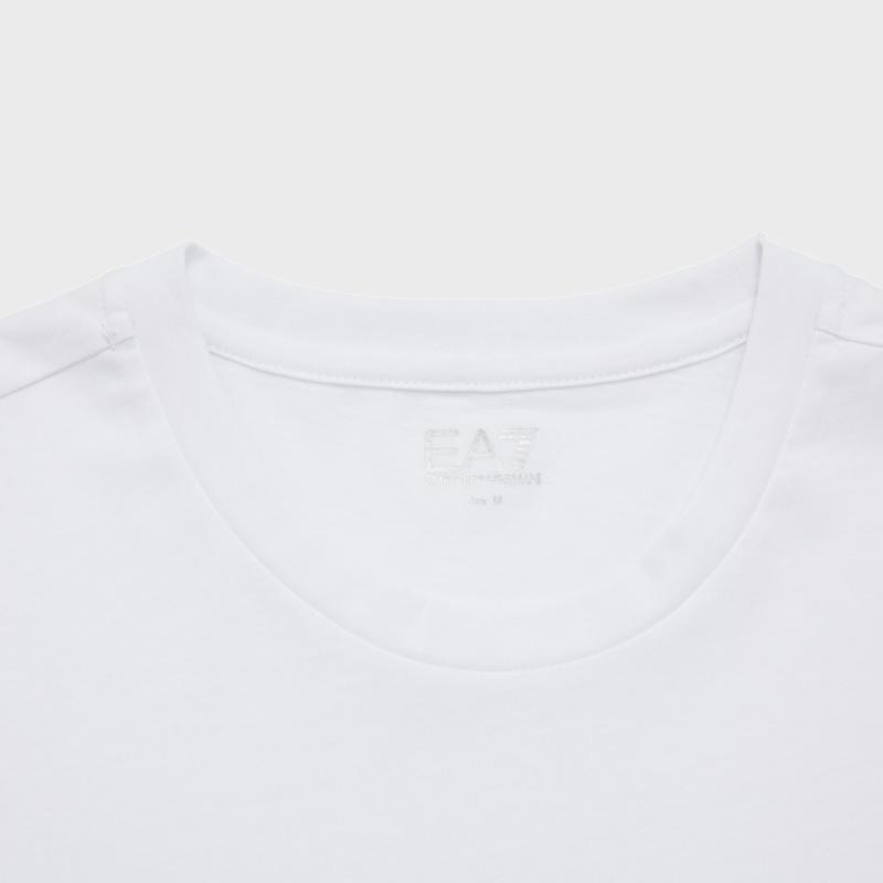 Emporio Armani EA7 SS24 Letter And Number Print Casual Crew Neck Short Sleeve T-Shirt Men tops White 3DPT09-PJ02Z-1100