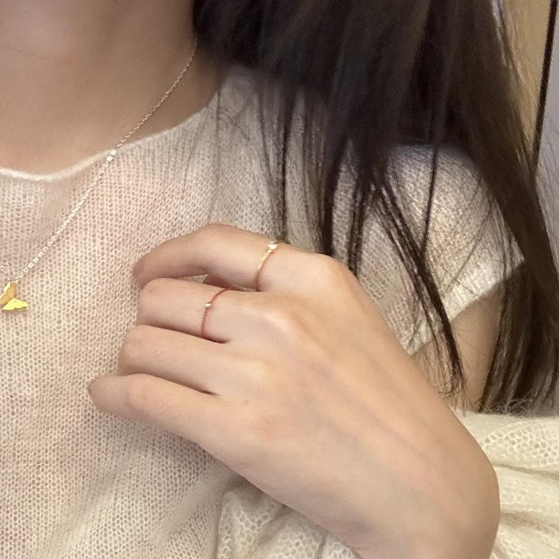 Minimally four claw inlaid small single diamond ring for women slim design The ring opening can be adjusted for  gifts