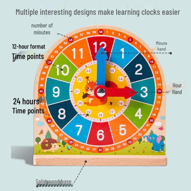 Montessori Clock Teaching Aid: Children's Educational Toy for Early Learning and Time Recognition