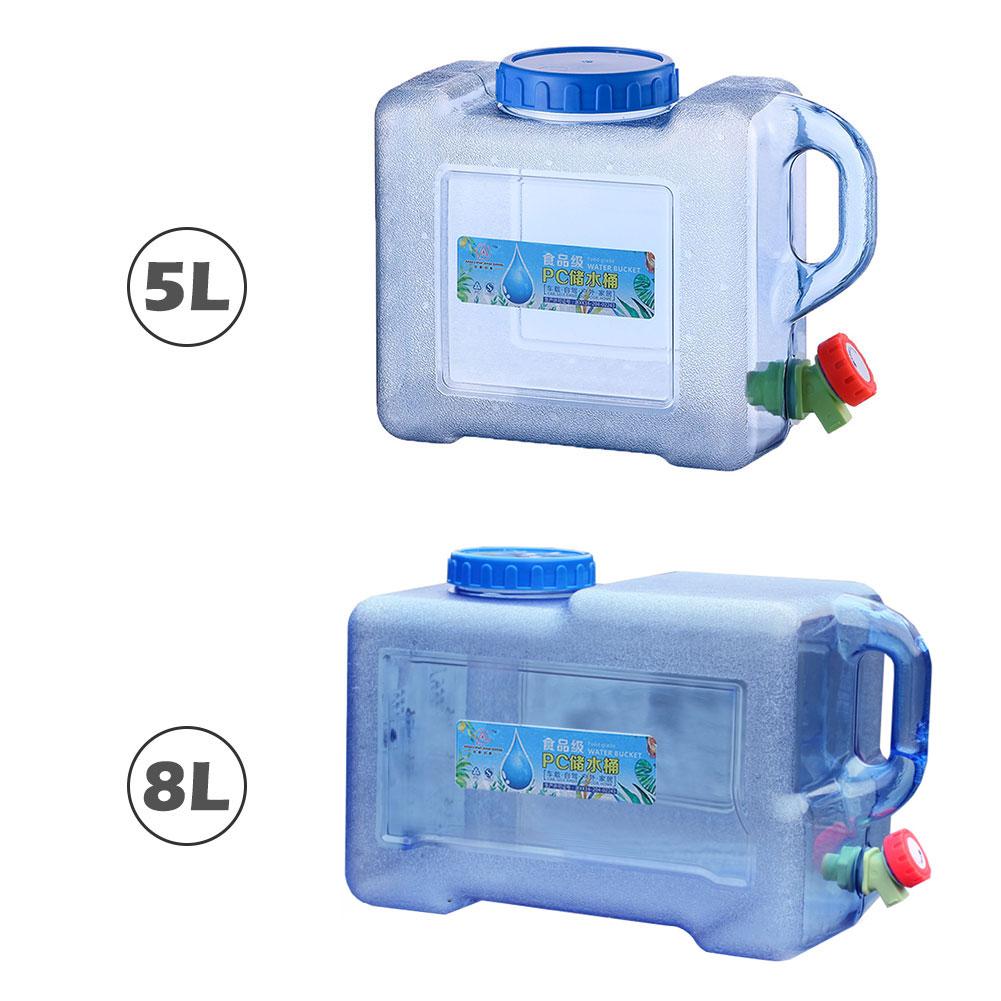 5L 8L Car Portable Handheld Water Container PC Outdoor Self-Driving Tour With Faucet Camping Square Barrel Plastic Storage Bucke