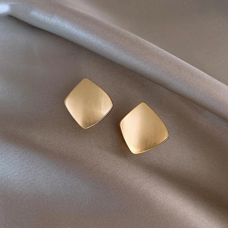 New  Classic Gold Color Geometric Square Metal Hoop Earrings For Woman Korean Temperament Party Jewelry Girls Accessory