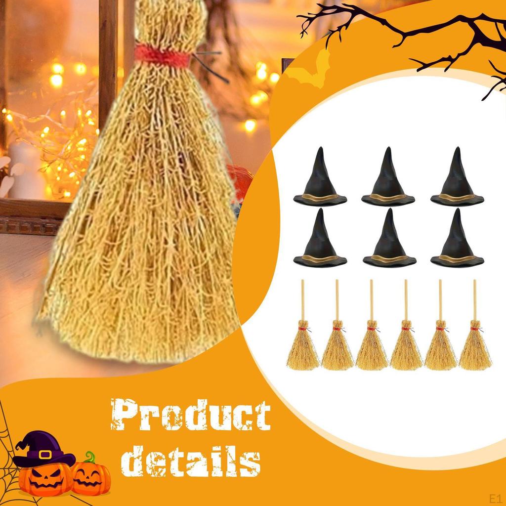 Mini Witch Hats and Brooms Party Favors Cosplay Hair Accessories DIY Crafts