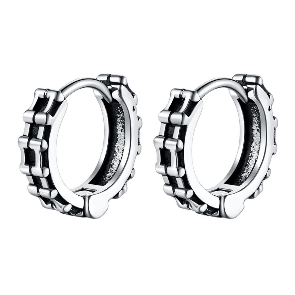 Vnox Retro Triangle Hoop Earrings for Men Dad Husband Boyfriend, Stainless Steel New Gothic Geometric Ear Gifts Jewelry