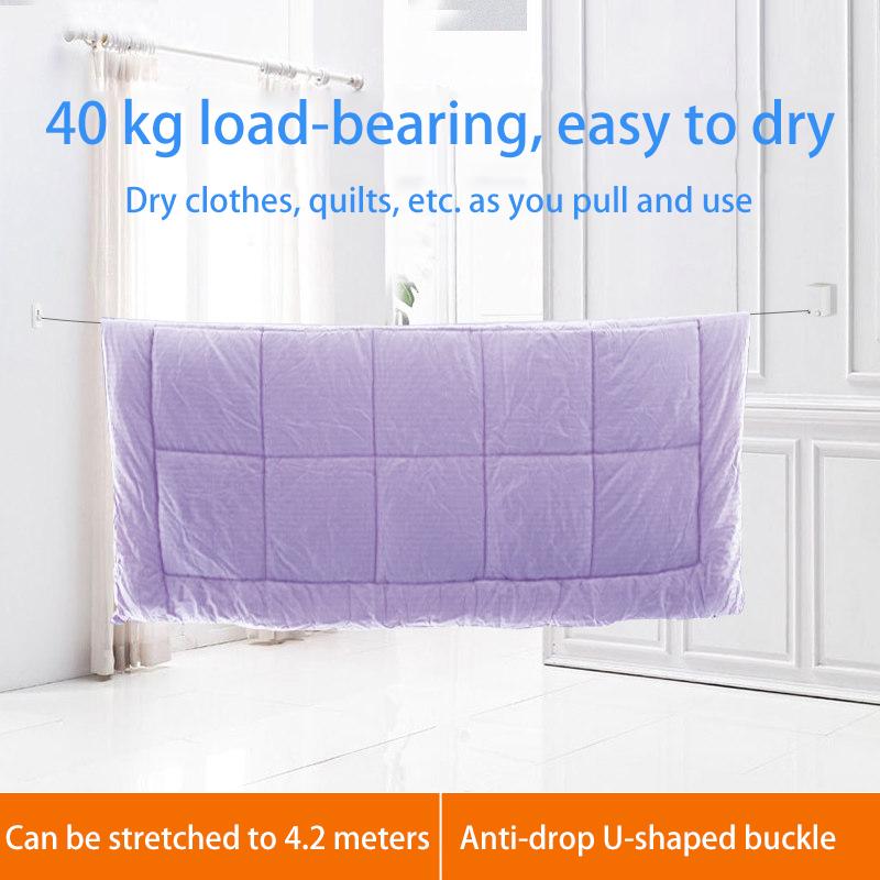 Punch-Free Retractable Clothesline Hotel Wall Hanging Clothes Drying Rack Indoor Steel Wire Invisible Organiser Laundry Hanger