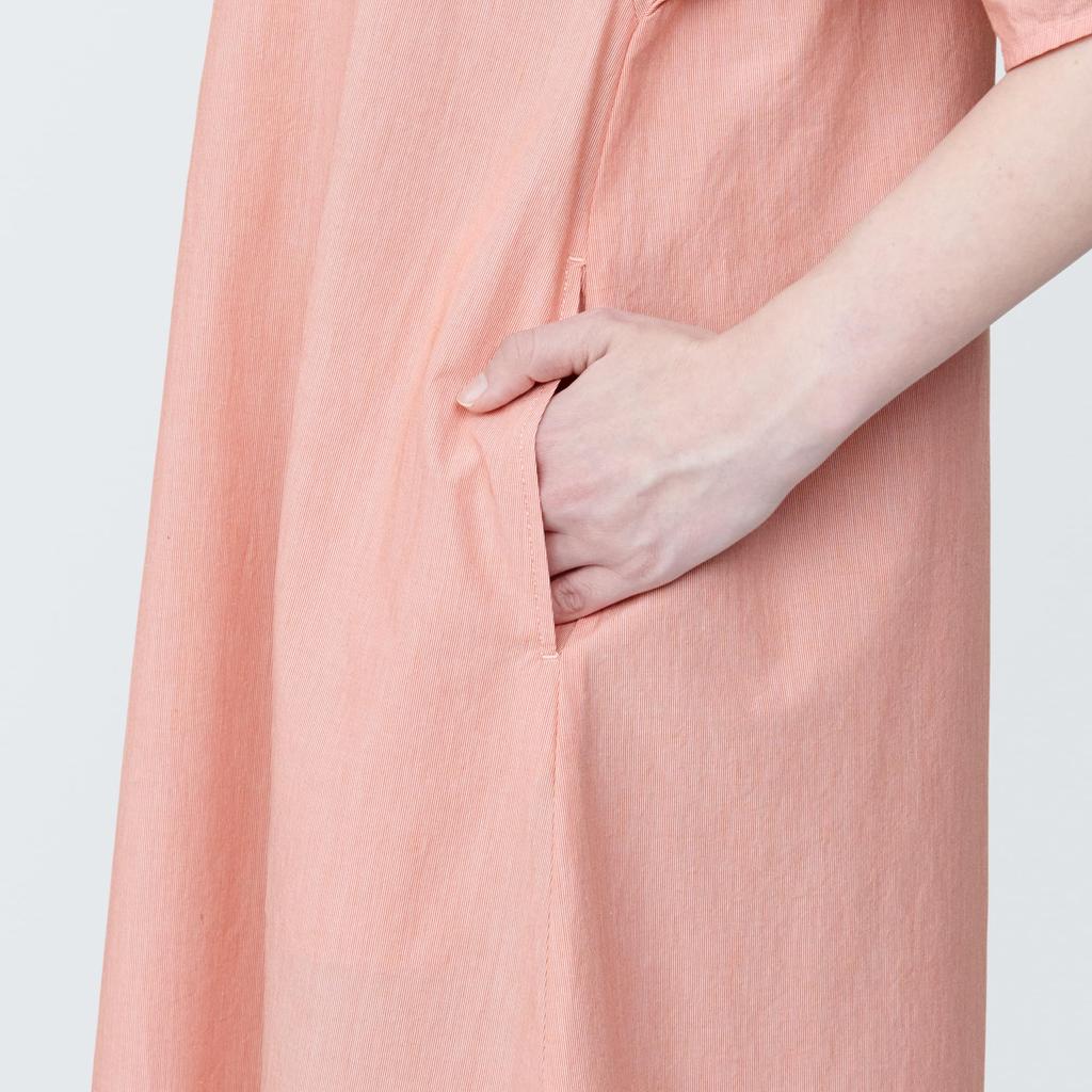 MUJI Cool Broad Pullover Short Sleeve Dress BC2JBA4S Orange Stripe L Women's Women's Women's