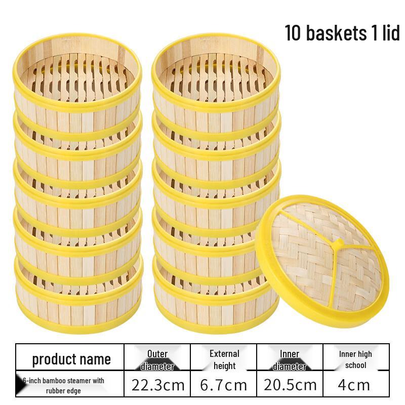 

22CM Bamboo Steamer Set with 10 Trays and Lid