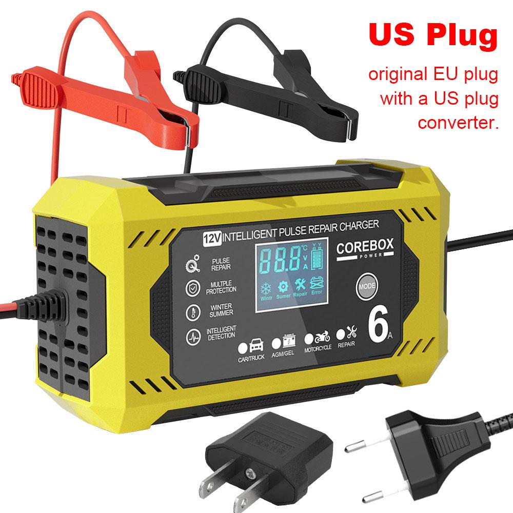 6A 12V RV Caravan Battery Chargers Universal for Storage Batteries Maintance Intelligent Pulse Repair Car Battery Charger Device