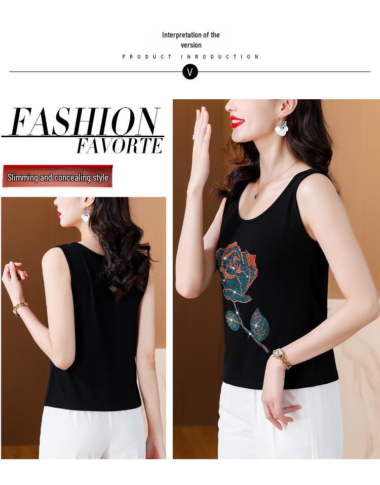 Women's Diamond Camisole: Slim Fit, Large Size, Elastic, Sleeveless Vest for Spring and Summer