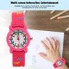 Kid Waterproof Cartoon Watch Letter Pattern Children Wrist Watch Time Recognition ToolRose Red