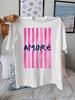 AMORE Striped Art Pattern Summer Outfits Unisex Casual Round Neck Short Sleeve TShirt Tops Beach Surf Tshirt