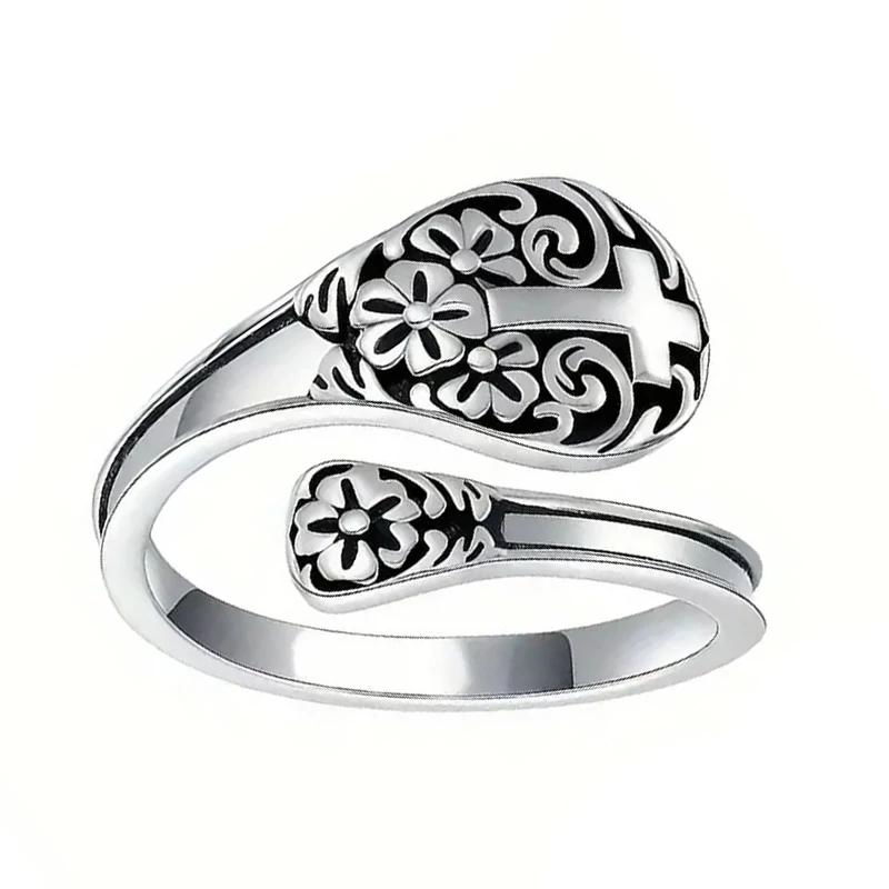 Vintage Butterfly Dragonfly Sunflower Pattern Adjustable Ring Women Simple Creative Party Personalized Jewelry Accessories