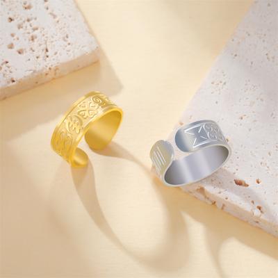 EUEAVAN Africa Symbol Open Ring Stainless Steel Vintage Good Luck Adjustable Rings for Women Men Amulet Jewelry Gift Wholesale