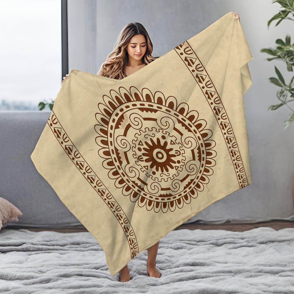 Boho Mandala Muster Decke Rund Dekorativer Überwurf Sofa Bettbezug Abstrakt Baumwoll Überwurf für Wohnzimmer Schlafzimmer