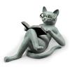 Resin Cat Sculpture: Glasses-Wearing Literary Cat Reading Book – Outdoor Garden Ornament