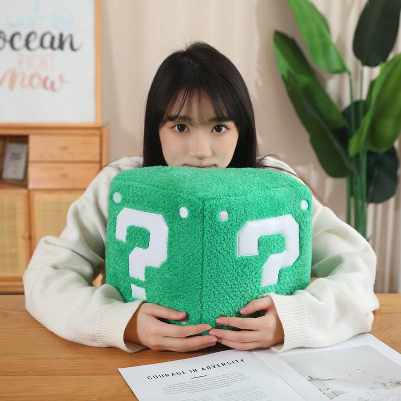 Mario Question Mark Box Plush Toy Cartoon Stuffed Doll Room Sofa Gift Decoration