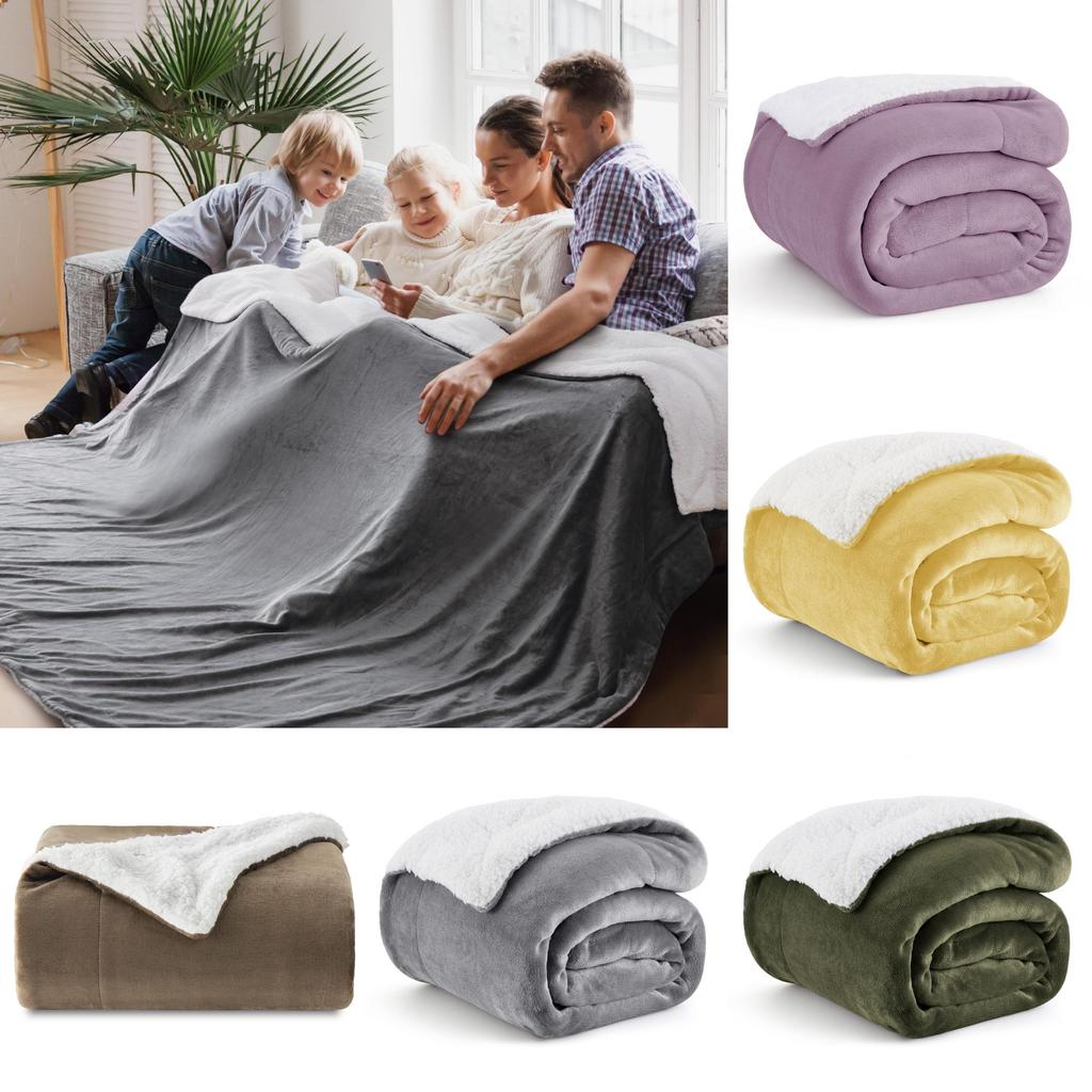 Blanket Bed Throw Sherpa Flannel Blankets Fleece Fluffy Lightweight Microfiber