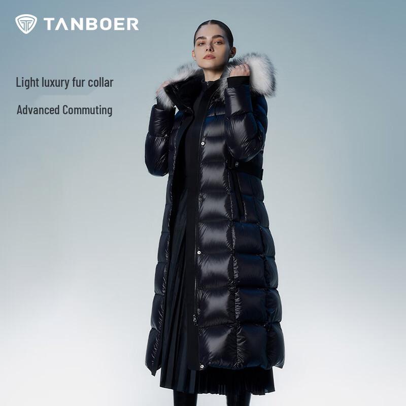

Tanboer Women s Long Goose Down Jacket with Faux Fur Collar L (170)