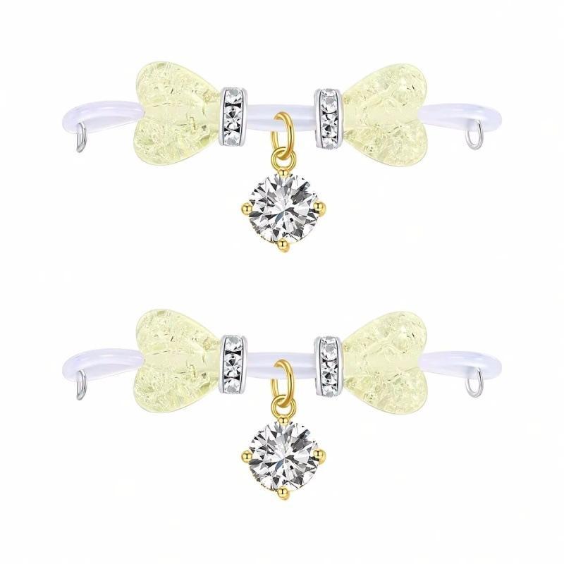 Non Piercing Fake Nipple Rings 2Pcs Minimalist Shiny Zircon Dangle Body Jewelry for Daily Office Wear Gift
