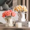 Creative Handle Cup Ceramic Vase Hydroponic Flowers Living Room Ornaments Art Folds Irregular Vases Crafts Home Decoration Gifts