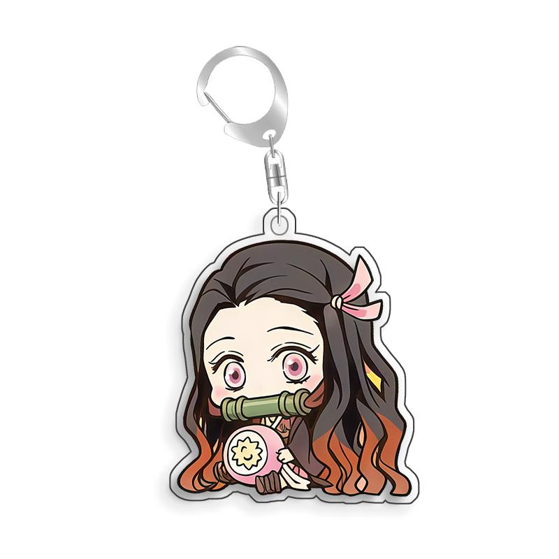 For Demon Slayer Genya Shinazugawa Tsuyuri Kanao Rengoku Kyojuro Acrylic Selfmade Cartoon Anime Keychain Pendant Toy Gift 5cm