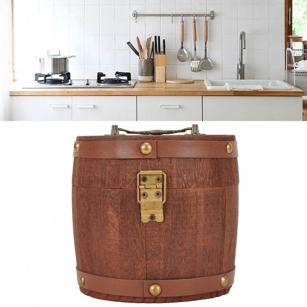 Antique Wooden For Tea Coffee Storage Box Container with Vintage Metal Lid